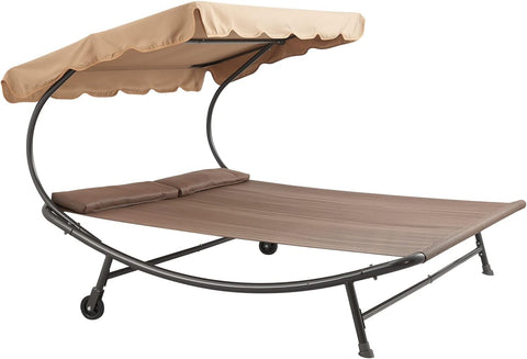 Gardesol Compatible Ink Double Chaise Lounge Bed, 6.6'L x 6.5'W, Brown