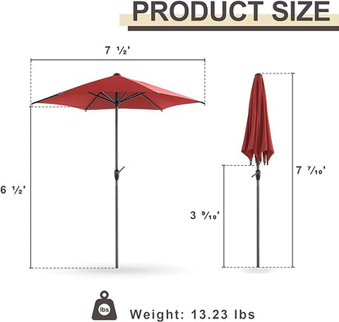 Gardesol 7.5FT Patio Umbrella, 6 Ribs