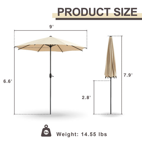 Gardesol 9FT Patio Umbrella, 8 Ribs