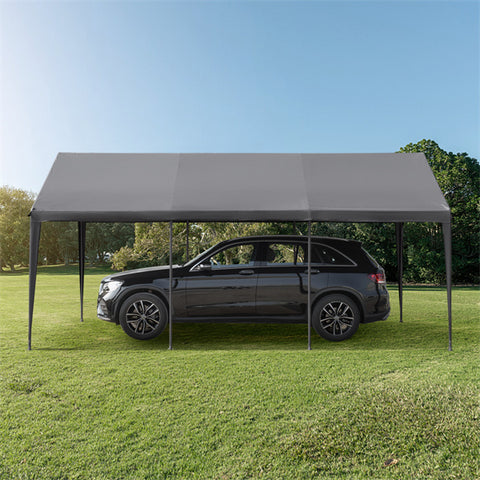Gardesol Carport, 12'x20' Extra Large Heavy Duty Carport with Roll-up Ventilated Windows, Beige/Gray